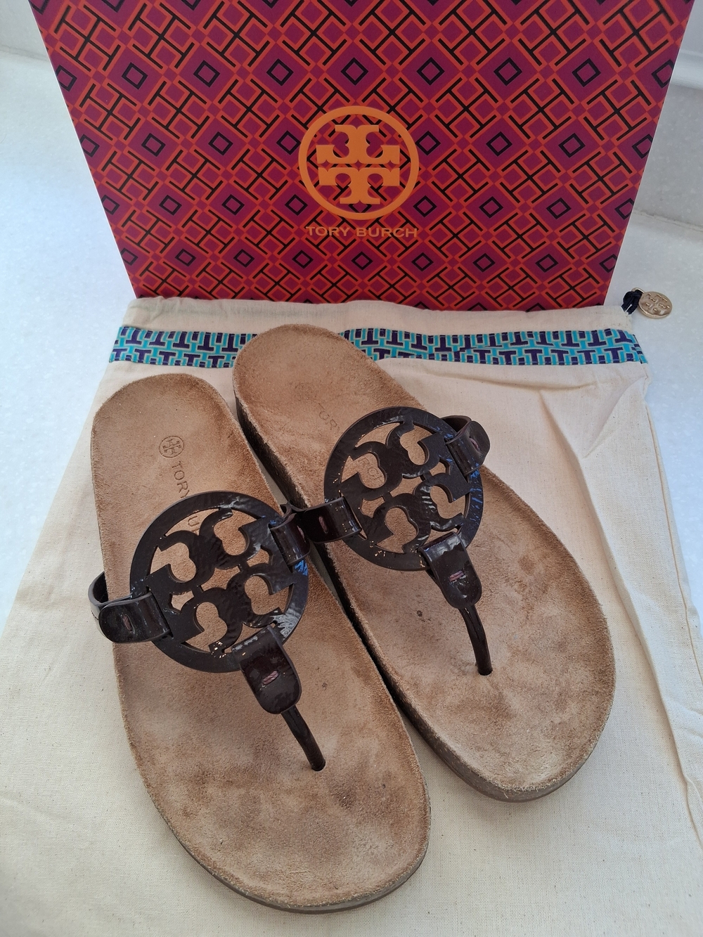 Tory Burch Miller Cloud Logo Thong Sandals In Plum